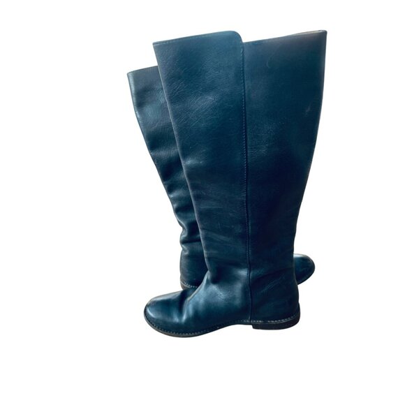 Frye Black Leather Knee-High Riding Boot Buckle Harness 5.5 Western Boho Cottage - Picture 3 of 15